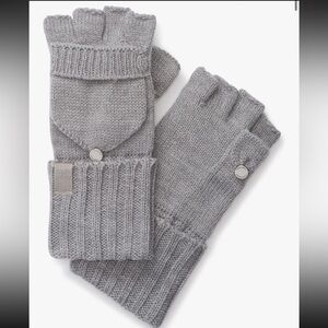 Calvin Klein Pop Top Fingerless Gloves grey mittens touchscreen convertible OS